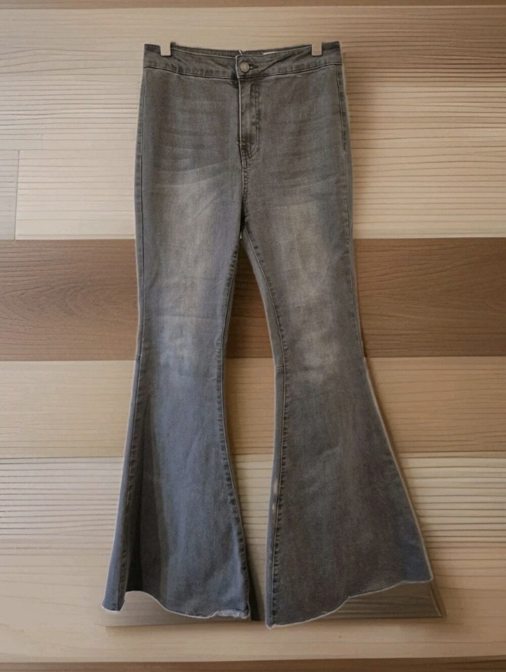 Wishlist Flare Jeans Grey Raw Hem High Rise Hippie Boho Western Dance Women's M